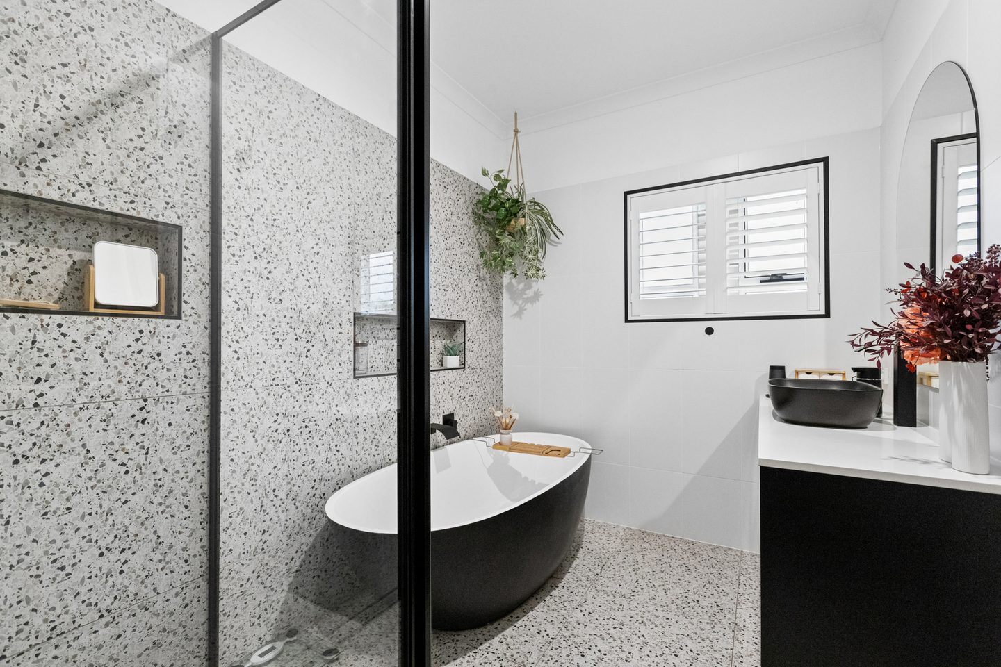 Renovated bathroom and shower screen