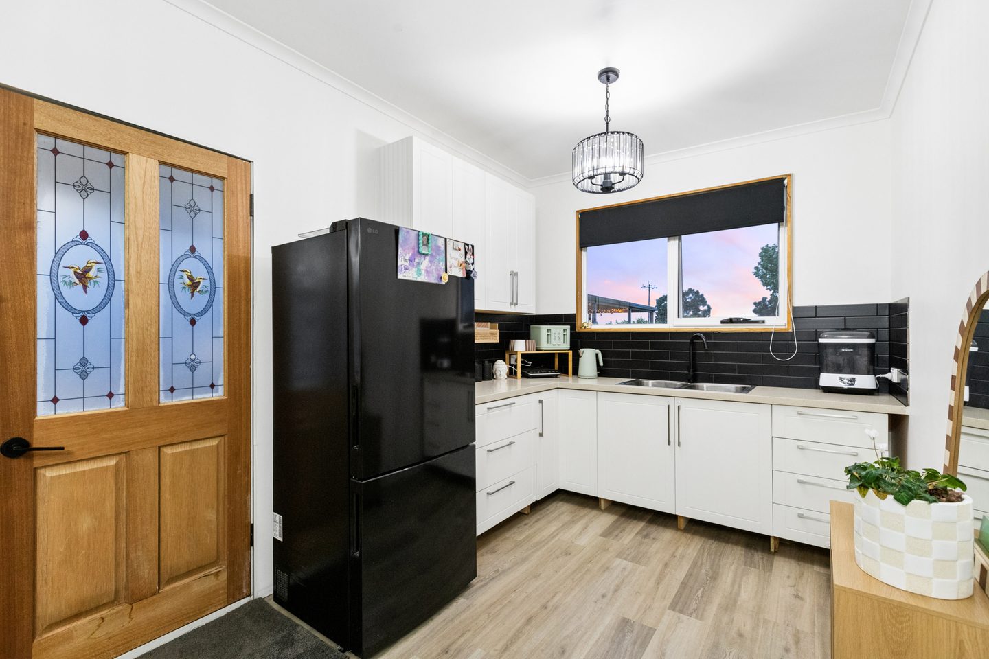 Bungalow entrance and kitchen