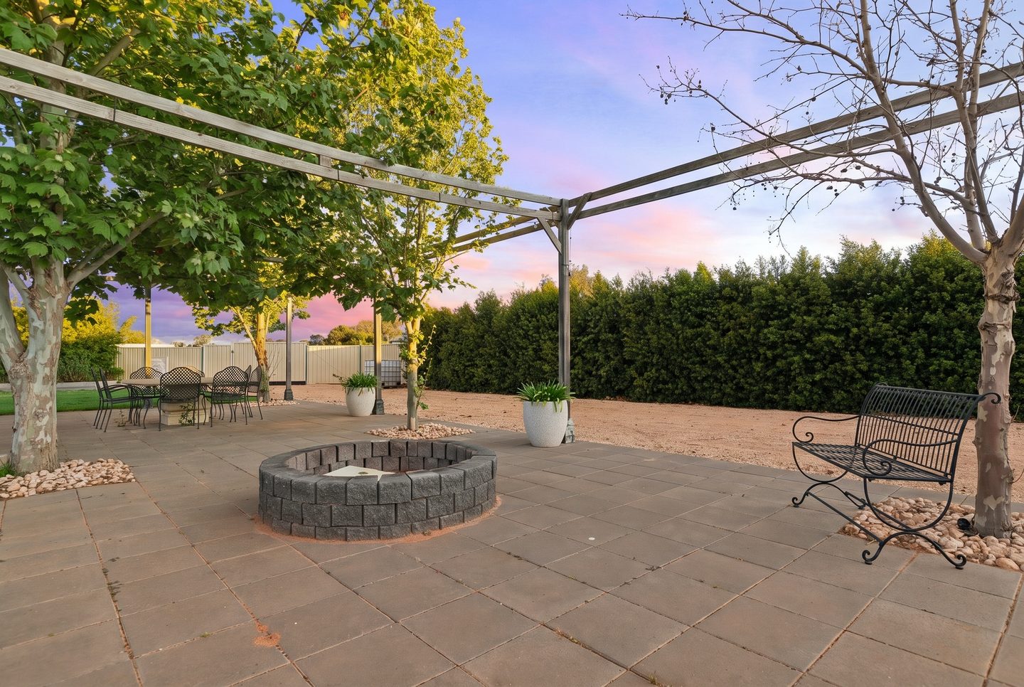 Garden firepit and paved terrace