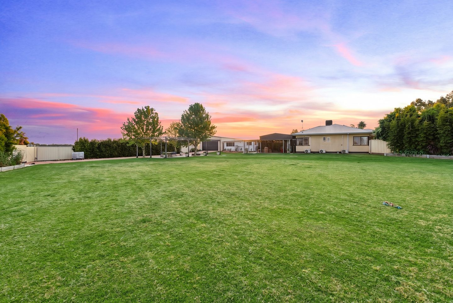 The broad lawn at dusk