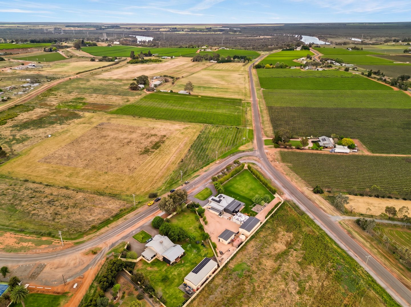 The property and surrounding fields from above